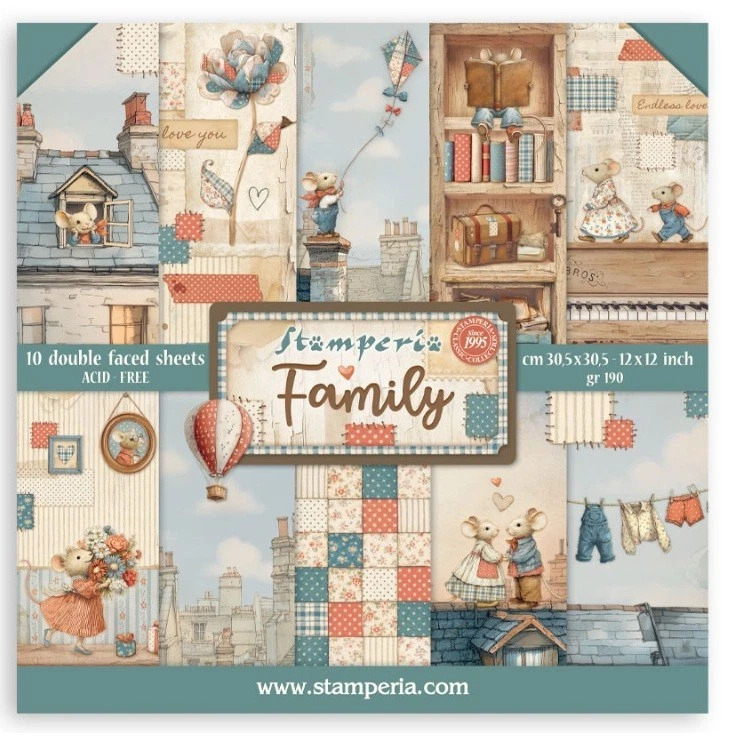 Stamperia Family - 8x8 Blokk - 22 ensidig ark - Bilde 1