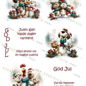 Motivark Jul 2065 M Dyr med Humor og Tekst
