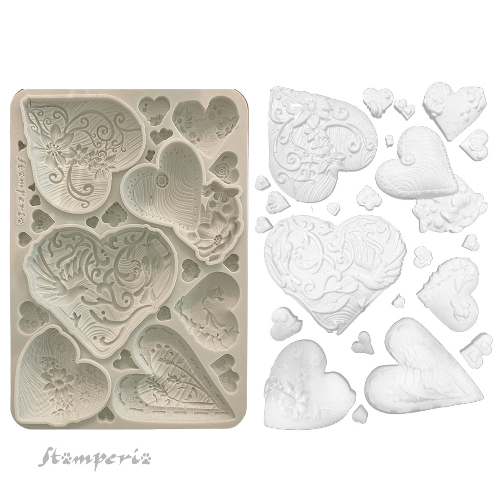 Silikon form - A5 Alice in Christmas simple hearts - Bilde 2