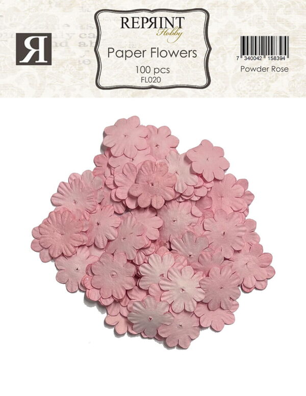 Reprint Mini Papirblomster 20 mm 100 stk Powder Rose