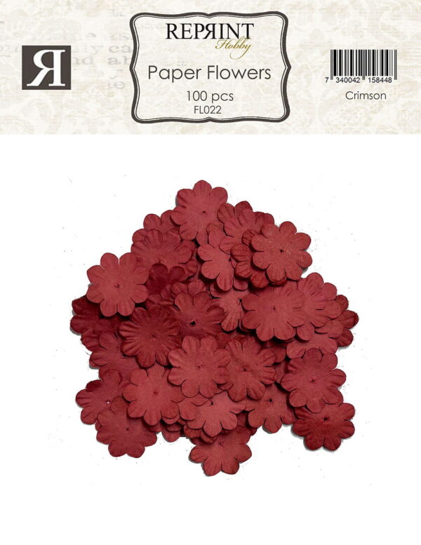 Reprint Mini Papirblomster 20 mm 100 stk Crimson
