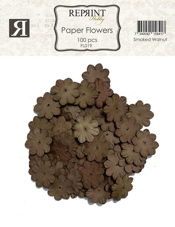 Reprint Mini Papirblomster 20 mm 100 stk Smoked Walnut