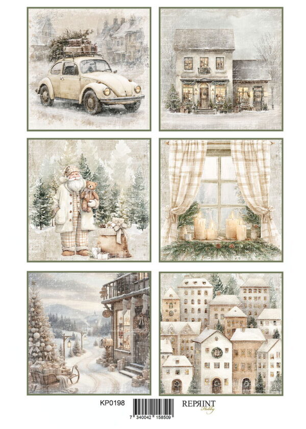Reprint Cozy Christmas Tags 2 KP0198 - A4 Klippeark