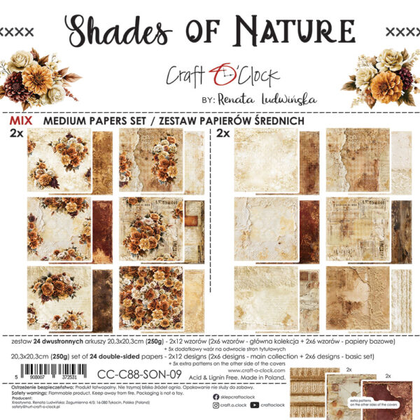 Craft O`Clock Shades Of Nature - 20,3x20,3 cm - MIX