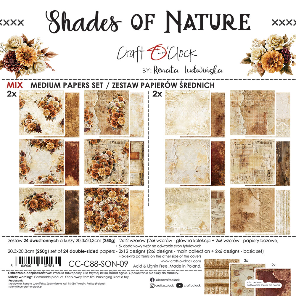 Craft O`Clock Shades Of Nature - 20,3x20,3 cm - MIX - Bilde 1
