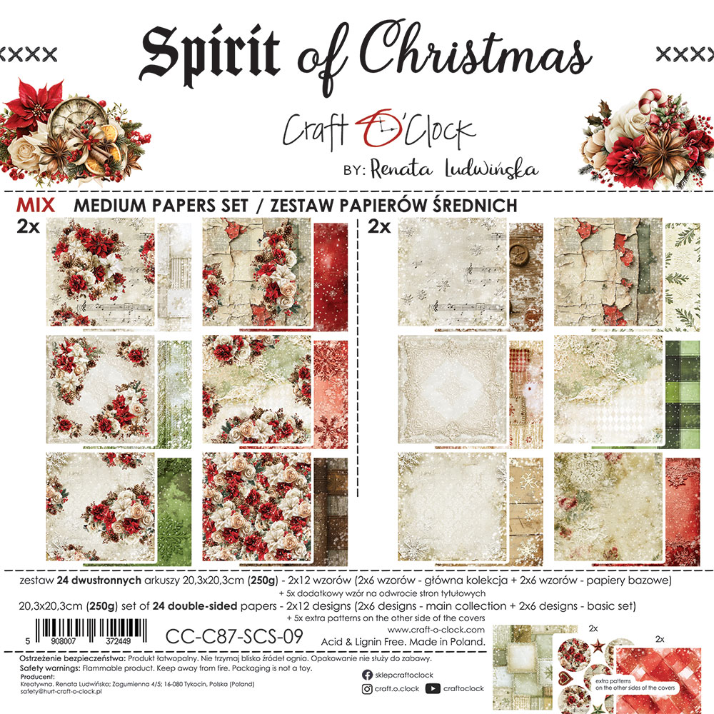Craft O`Clock Spirit of Christmas 20,3x20,3 cm - MIX - Bilde 1