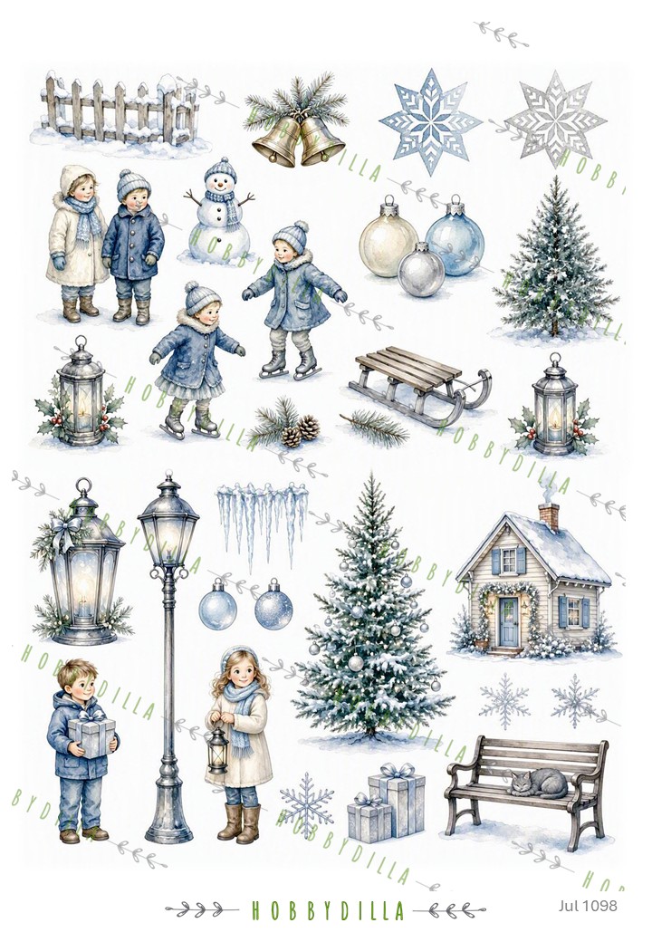 Motivark Jul 1098 M Clip Art Blå Vinter - Bilde 1