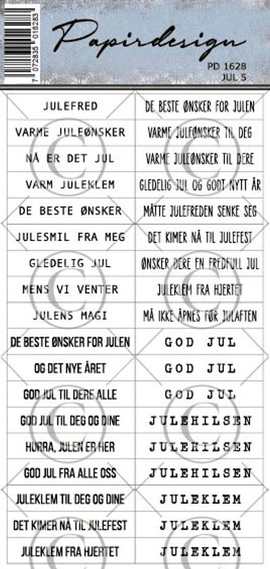 Papirdesign Klistremerker - Jul 5 - Hvit