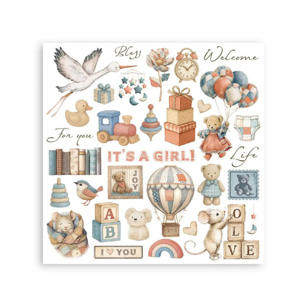 Stamperia Baby - Rub on kit 15x15 cm