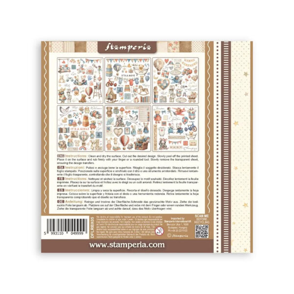 Stamperia Baby - Rub on kit 15x15 cm