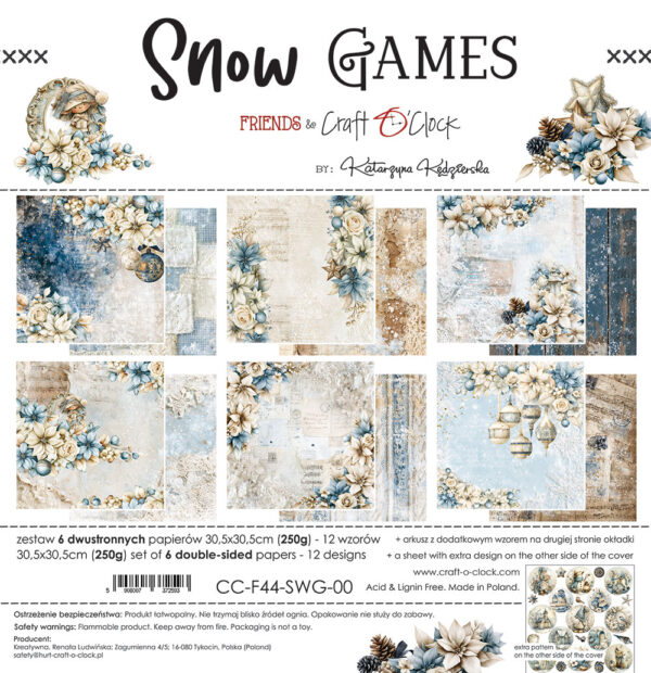 Craft O`Clock Craft O`Clock Snow Games - a set of papers 12x12 Blokk