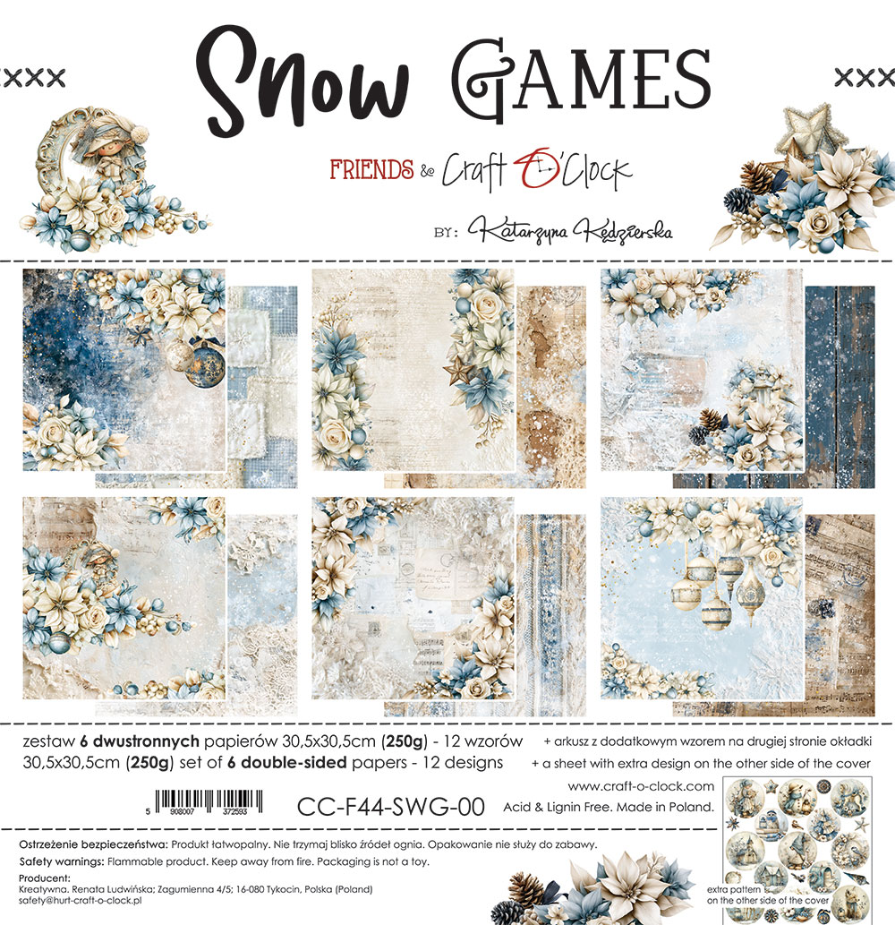 Craft O`Clock Craft O`Clock Snow Games - a set of papers 12x12 Blokk - Bilde 1