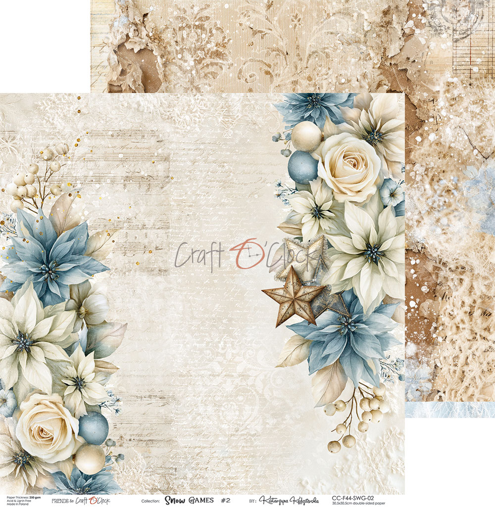 Craft O`Clock Craft O`Clock Snow Games - a set of papers 12x12 Blokk - Bilde 2