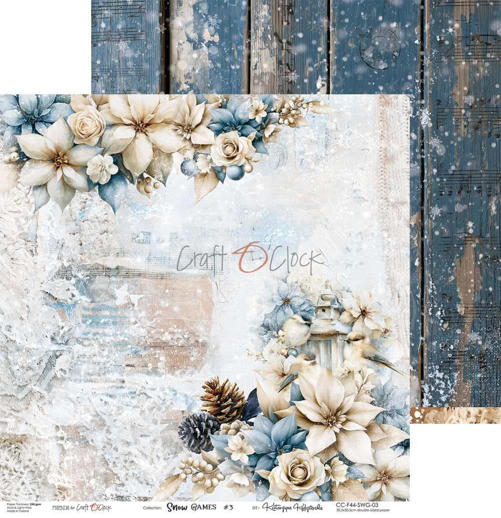 Craft O`Clock Craft O`Clock Snow Games - a set of papers 12x12 Blokk - Bilde 3