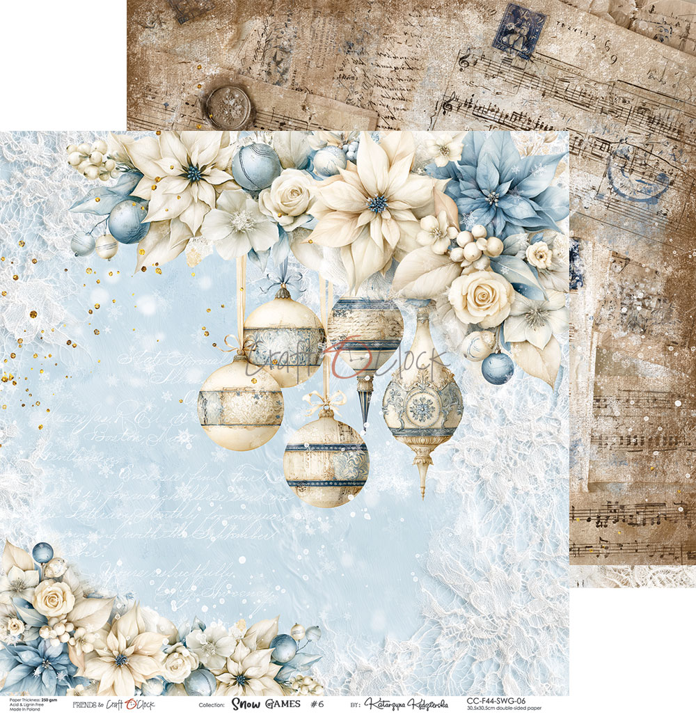 Craft O`Clock Craft O`Clock Snow Games - a set of papers 12x12 Blokk - Bilde 6