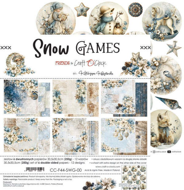 Craft O`Clock Craft O`Clock Snow Games - a set of papers 12x12 Blokk