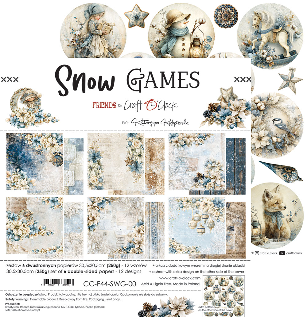 Craft O`Clock Craft O`Clock Snow Games - a set of papers 12x12 Blokk - Bilde 7