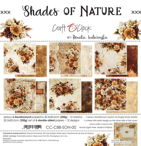 Craft O`Clock Shades Of Nature - a set of papers 12x12 Blokk