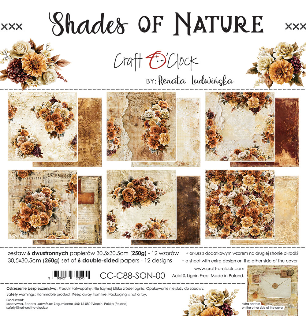 Craft O`Clock Shades Of Nature - a set of papers 12x12 Blokk - Bilde 1