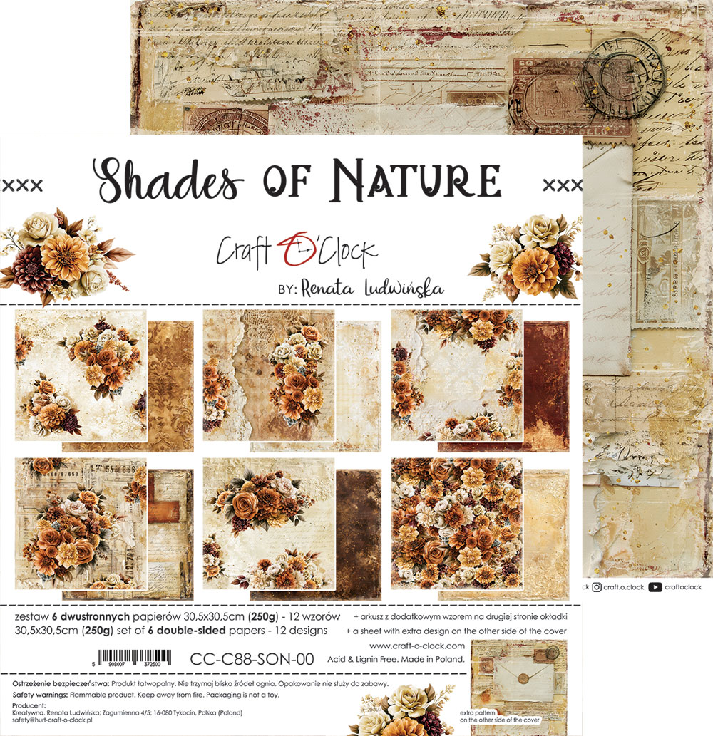 Craft O`Clock Shades Of Nature - a set of papers 12x12 Blokk - Bilde 8