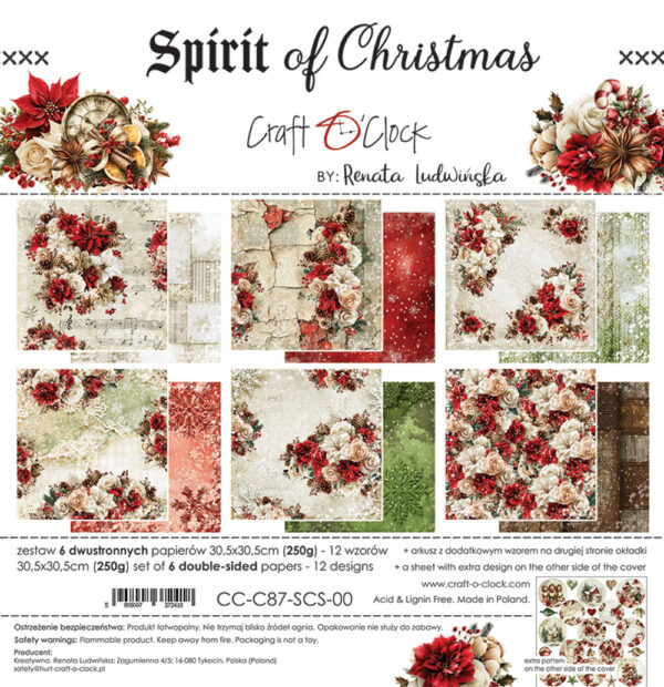 Craft O`Clock Spirit of Christmas - a set of papers 12x12 Blokk