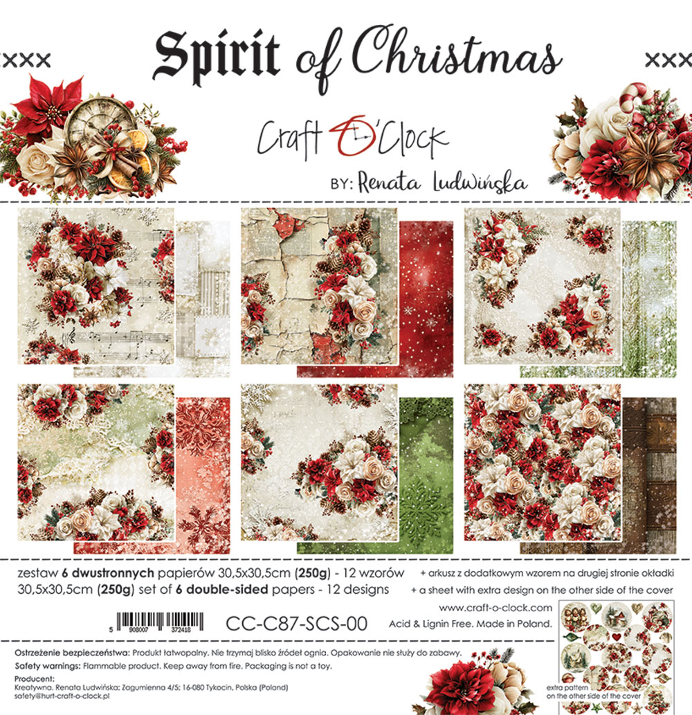 Craft O`Clock Spirit of Christmas - a set of papers 12x12 Blokk - Bilde 1