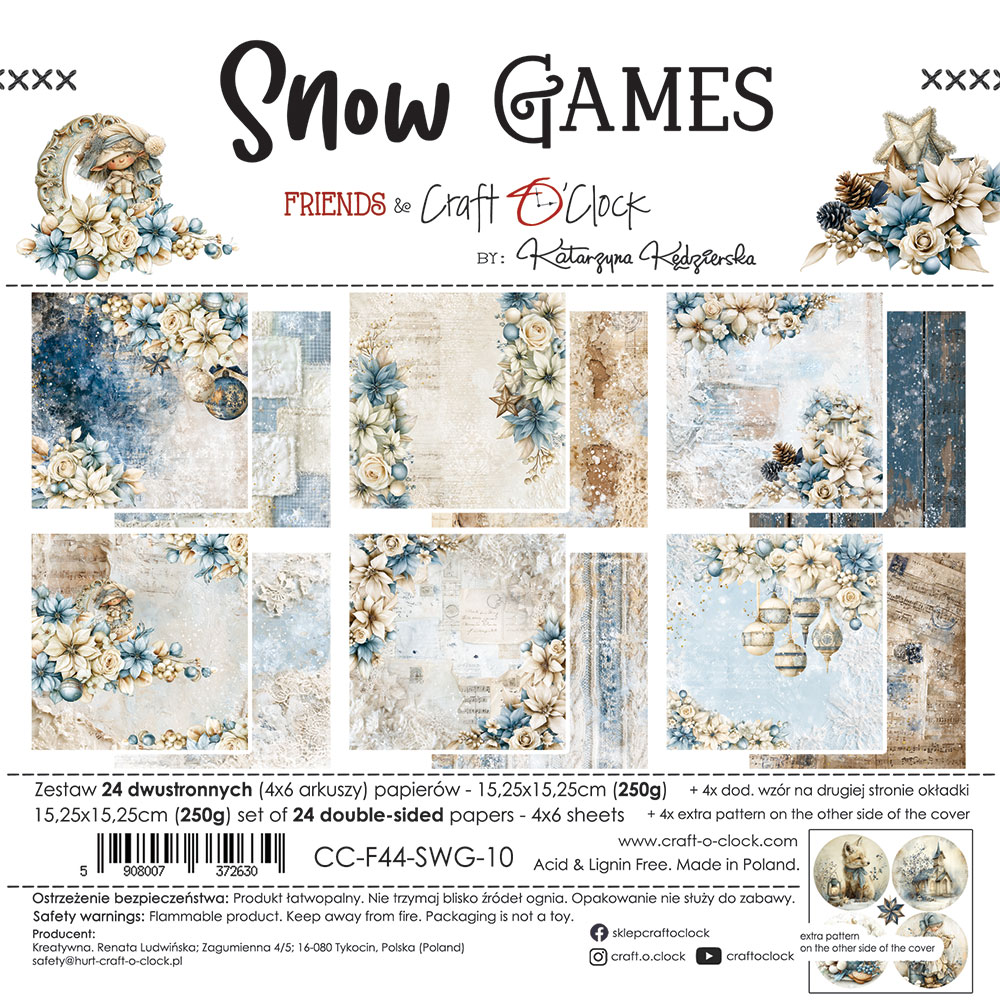 Craft O`Clock Snow Games - a set of papers 6x6 Blokk