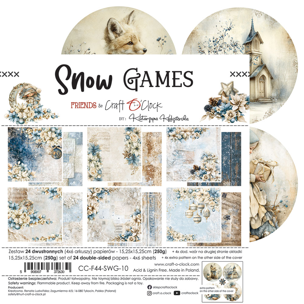 Craft O`Clock Snow Games - a set of papers 6x6 Blokk