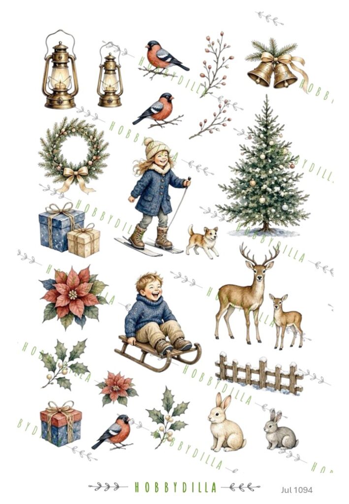 Rispapir Jul 1094 Clip Art Utelek Blå