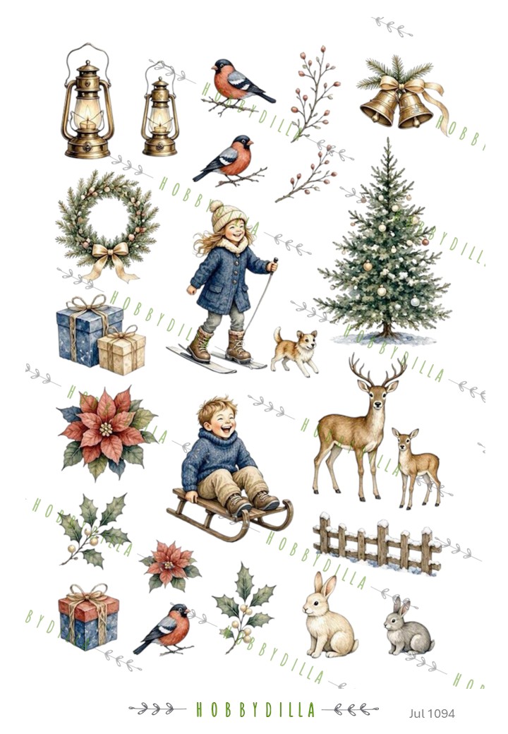 Rispapir Jul 1094 Clip Art Utelek Blå - Bilde 1