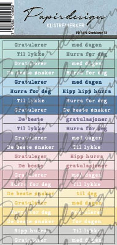 Papirdesign Klistremerker - Gratulerer 13