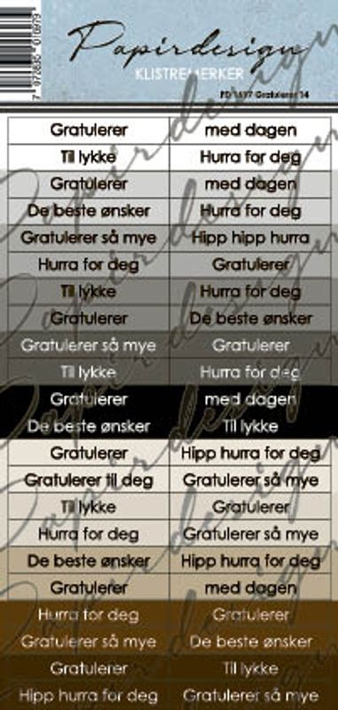 Papirdesign Klistremerker - Gratulerer 14