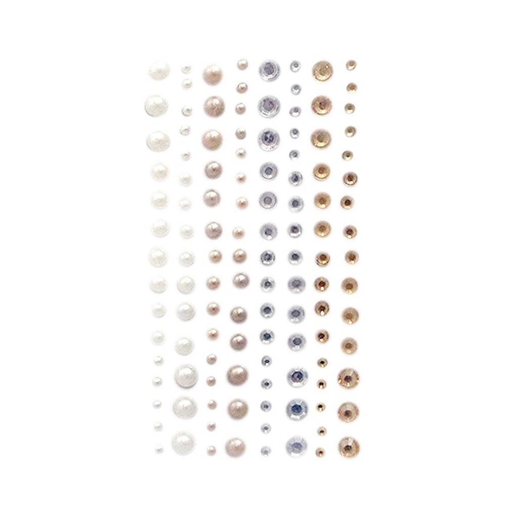 dpCraft Halvperler og strass m/lim 120stk – Nature Tones